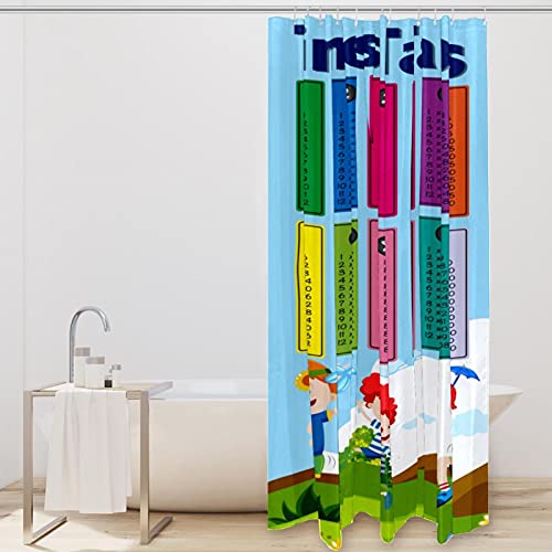 Rideau de douche mathématiques 183x183 cm imperméable et éducatif pour enfants