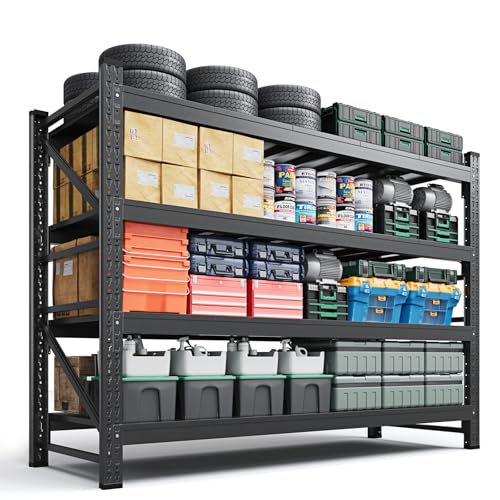 Letaya 6000LBS Storage Shelves Heavy Duty,79' W Garage Shelving Units, 4 Tier Adjustable Utility Rack Shelf,Large Metal Industrial Shelves,for Shop,Warehouse,Basement,Black (79' W x 24' D x 79' H)