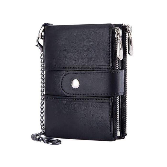 Buy Leather Men Wallet with AntiTheft Chain, Boshiho RFID Blocking