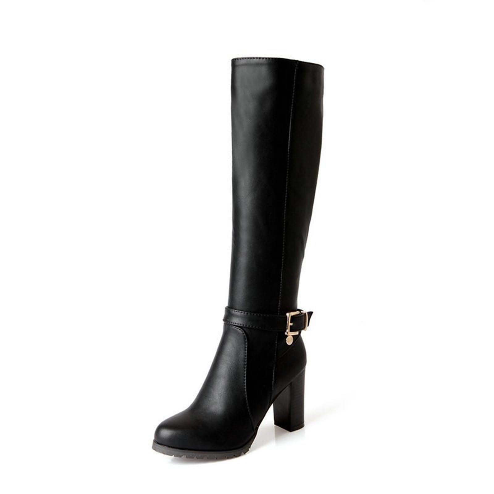 Bottes Hautes Bottes de Chevalier Bottes à Talons épais Bottes Hautes Grande Taille 35-43 Bottes pour Femmes