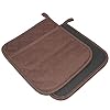 Cotton and Neoprene Oven Pads Pot Holders with Pocket 8×85 Dual Function Hot Pad Set for Finger Hand Wrist Protection Heat Resistant to 428F Brown