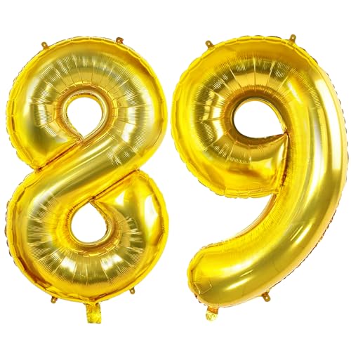 Joycard 100pcs 40" Gold Foil Number 89 Balloons for 89th Birthday, Anniversary, Formal Occasions