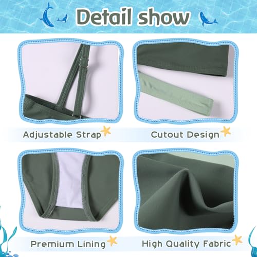 Image of Girls 2 Piece Bathing Suits Kids Color-Blocking High Waist Bikini Set Teen Swimsuit Beach Swimwear for 3-16 Years