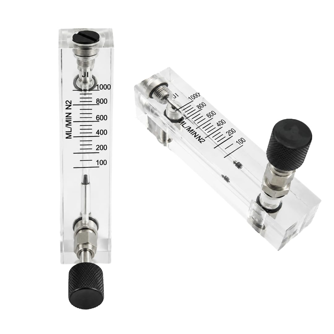 "Ji" Japsin Instrumentation Acrylic Tube Rotameter for Nitrogen Flow Meter (N2), Range 0 to 1000 ML/MIN, Connection 1/4" BSP (F) SS at Side Top & Bottom with Control Valve-picture-26