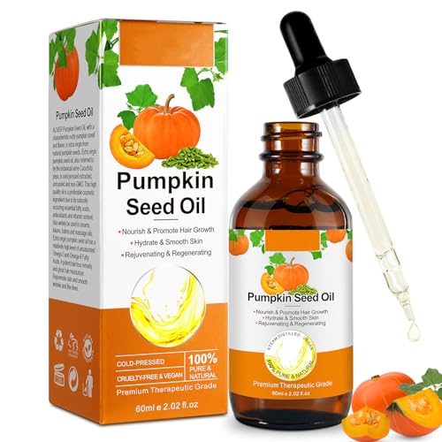 Pumpkin Seed Oil 60ml, 100% Pure & Natural Pumpkin Seed Oil for Face, Hair, Body & Skin Care, Pumpkin Seed Oil Organic for Hair Growth, Face Moisturizer, Anti-Aging, Dry Skin Relief(1Pc-2.02fl.oz)