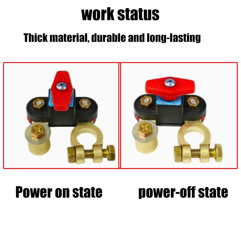12V/24V Car Battery Power Off Switch, Brass Battery Isolator Cut Off Switch, for Car, RV, Truck, Boat, Prevent Battery Drained (1 Pack)