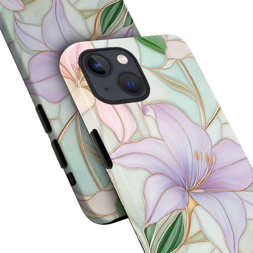 Coque iPhone 14 de protection contre les chutes avec motif fleurs de lys chic - 4