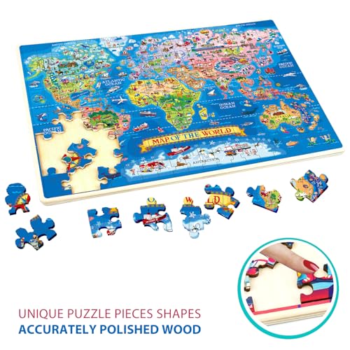 Educational & Learning World Map Jigsaw Puzzle, Geography Puzzle with Continents & Countries, World map Jigsaw as Gift for Children, Learning Toy for Children - Image 5