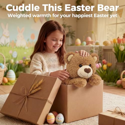 Image of Mewaii Weighted Stuffed Animals for Adults & Kids, 2-5 lbs - 23 inch Heatable Coolable Bear Plush, Microwavable Adjustable Removable Inner Pad, Realistic Hug Comfort Gift (Brown)
