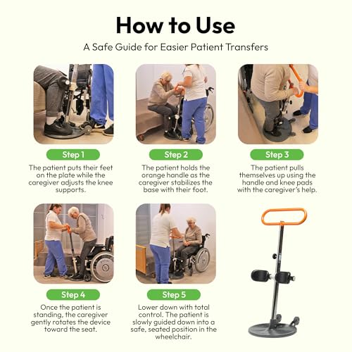 Image of Etac Turner PRO Patient Transfer Aid, Standing Pivot Sit to Stand | Assisted Standing, Pivot Disc, Stand Assist Aid for Elderly, Caregiver Transfer Device, 440 lbs Capacity