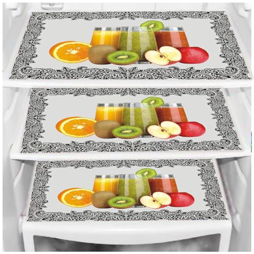Image of DakshyaIndustries Pack of 3 PVC Printed Fridge Mat /Refrigerator Mat (Transparent)