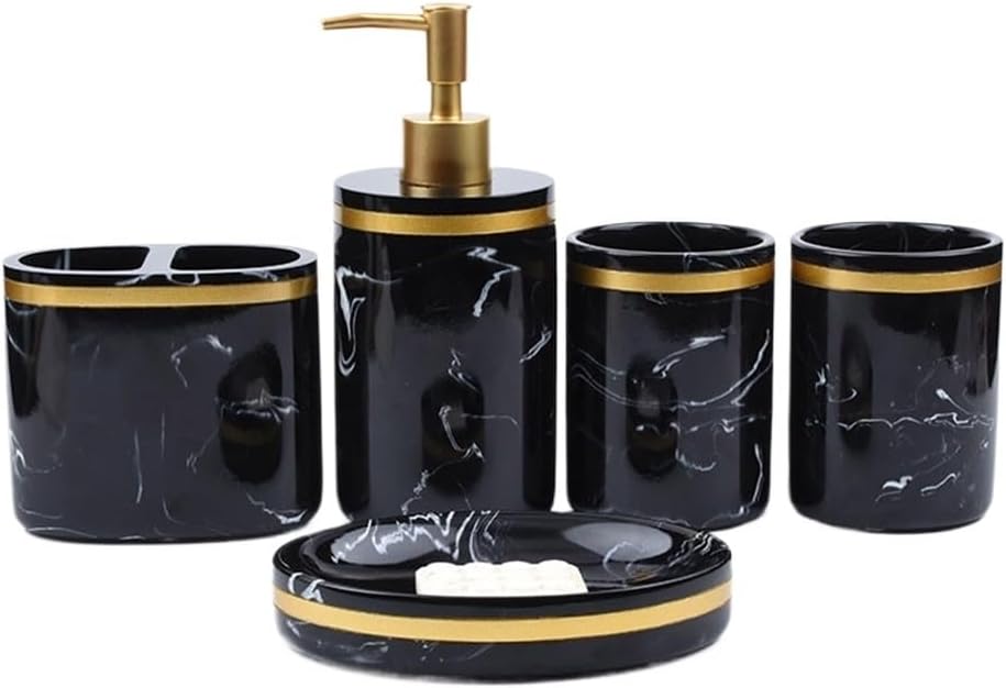 Resin Bathroom Five-Piece Nordic Marble Bathroom Toiletry Set Hotel Supplies Bathroom Set