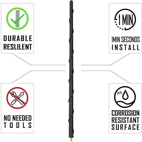 Miniatura 7 de Antena para Jeep Wrangler Accessories JK JL Unlimited Sahara Rubicon Sport Willys Gladiator JT Mojave 2007-2023, antena Jeep de 16 pulgadas para