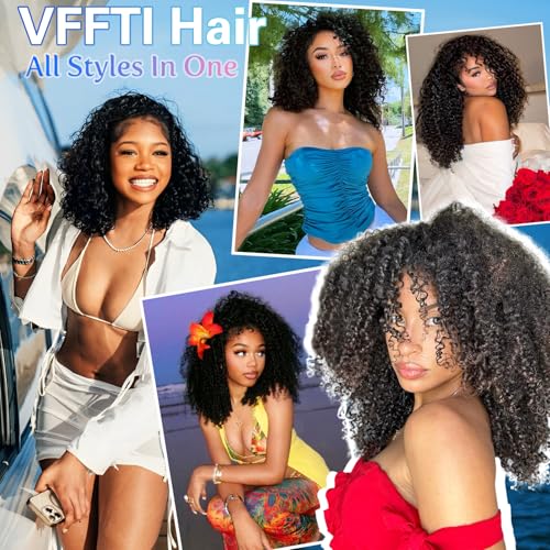 Kinky Curly Human Hair Half Wig 200% Density Glueless Drawstring Wig