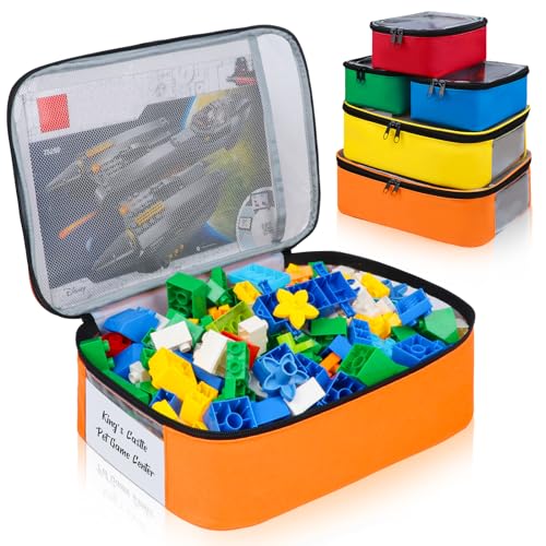 Tesuko 5 Pack Toy Storage Bags Compatible with LEGO Bricks, Portable Carrying Case for LEGO Easy...