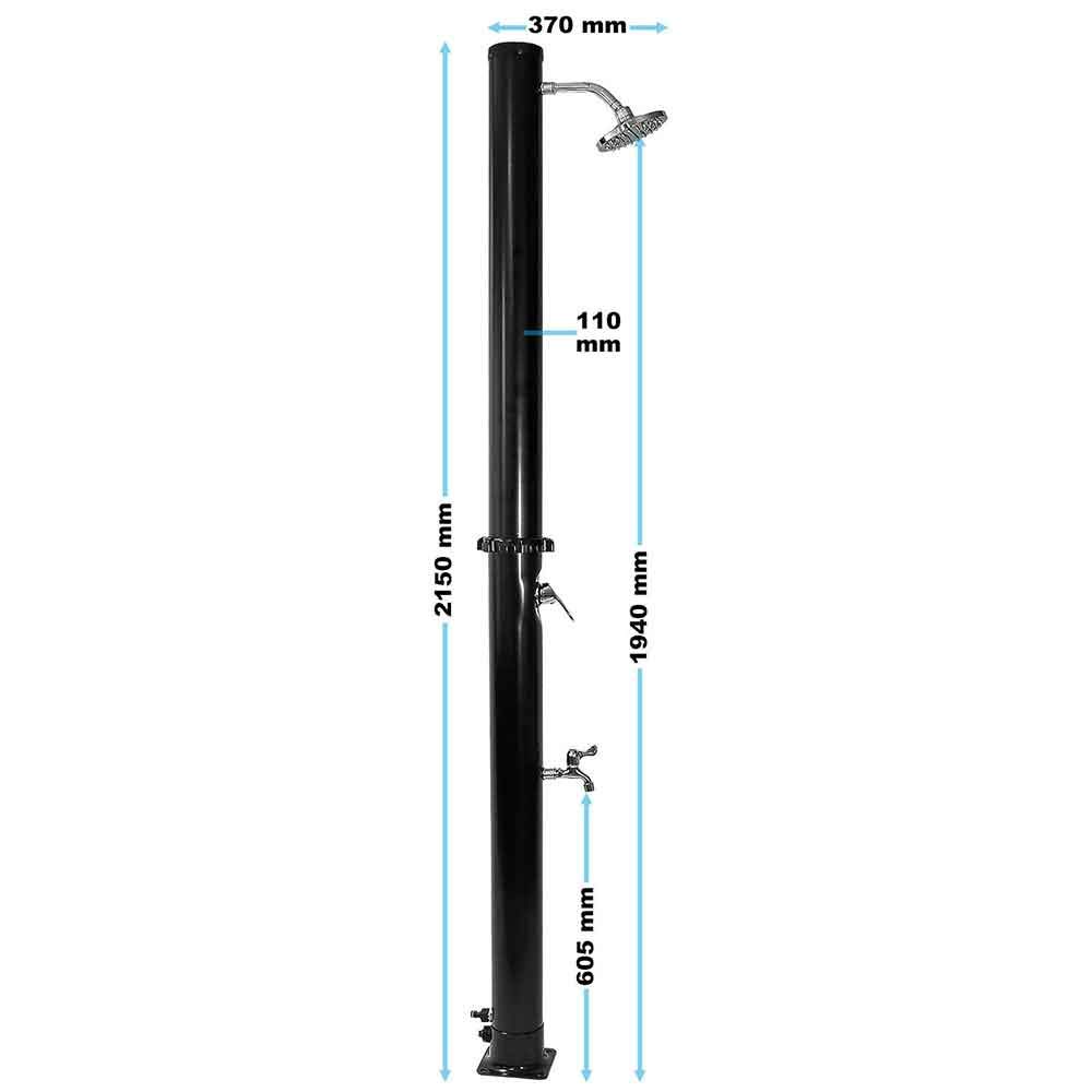 BAKAJI Douche Solaire pour Jardin, Piscine, extérieur, Camping, réservoir 20 l avec Pomme de Douche réglable, Lave Pieds, mélangeur d'eau Chaude, raccord Tuyau de Jardin, Dimensions 214 x 11,5 x 11,5