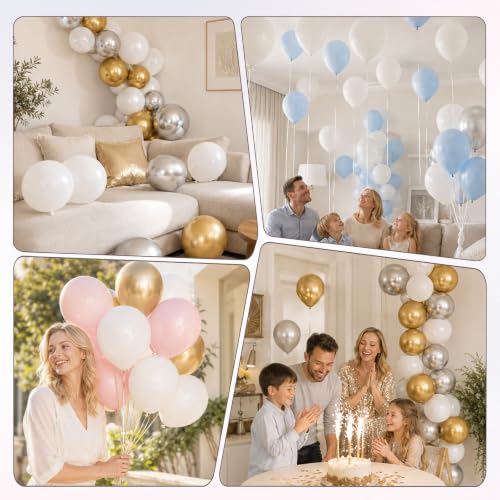 Image of White Balloons, 12 Inch Wedding Latex Party Balloons | 30 Pack Matte White Helium Balloon for Engagement, Bridal Shower, Baby Shower, Birthday, Christmas