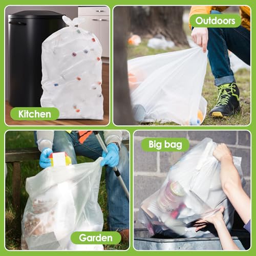 Image of 15-16 Gallon 60 Counts Large Tall Kitchen Trash Bags,Fit 13,15,16,18 Gal,Garbage Bags by Teivio, Bin Liners, Plastic Bags for home Office,Clear for Bathroom, Clear