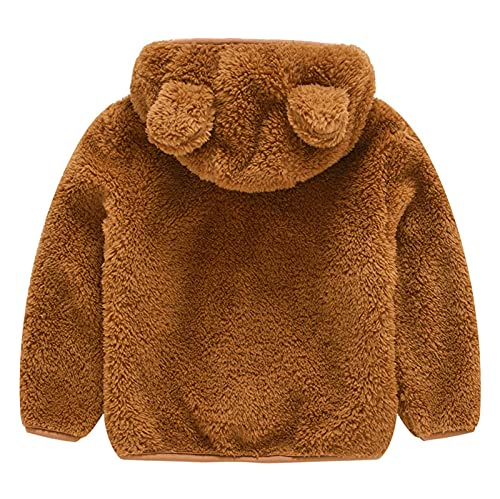 Girls Boys Fleece Hoody Jackets Zip Up Unisex Hooded Faux F𝐮r Coats Toddler Warm Winter Outwears with Pokets2