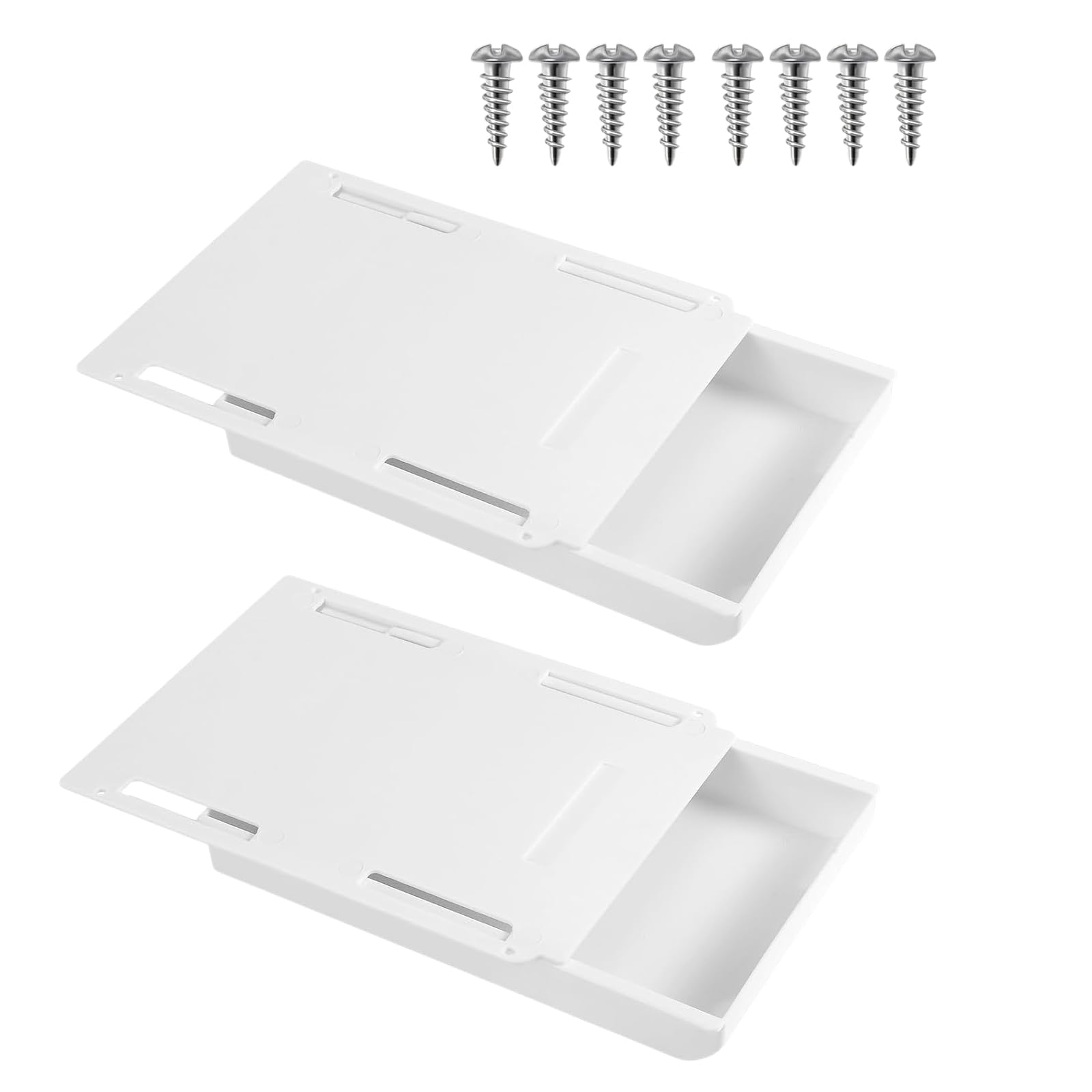 Organisateur Sous Bureau 2 Tiroirs Cachés Adhésifs Double Fixation Plastique ABS