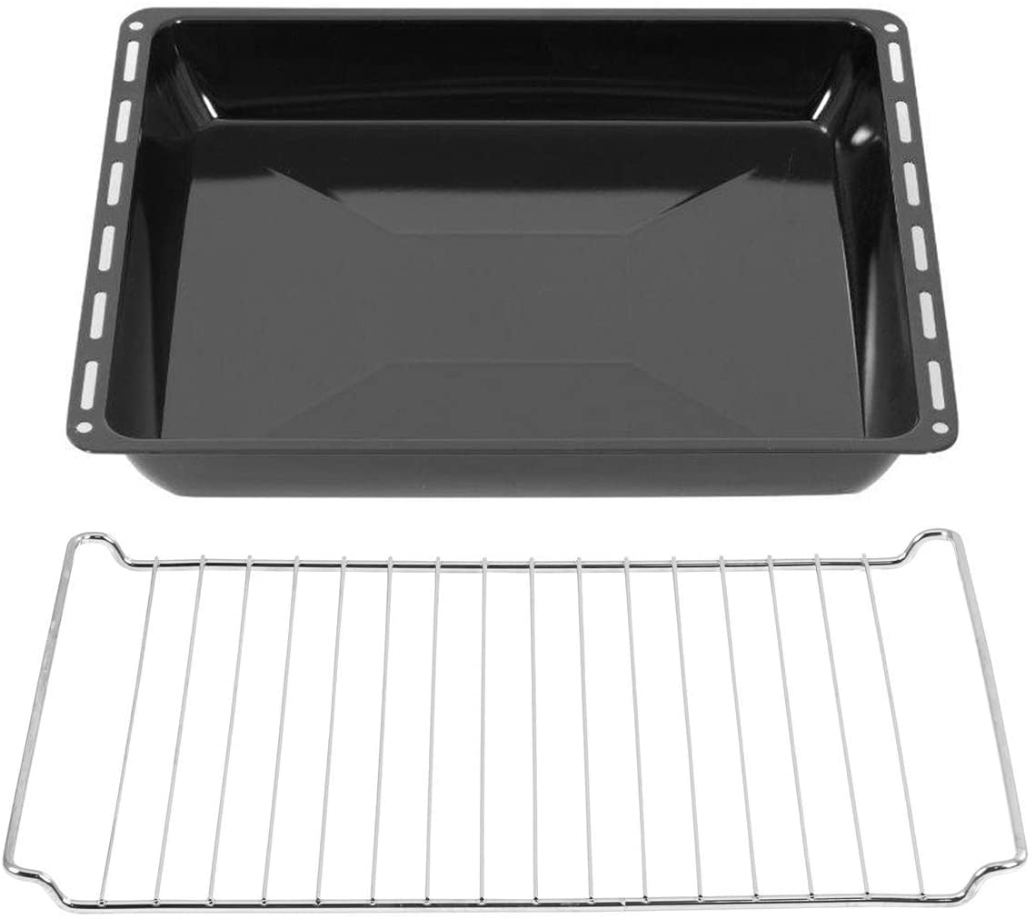 ICQN 445 x 375 x 50 mm Grid & Baking Tray Set, Suitable for Whirlpool, Ignis, Bauknecht, Indesit, Algor, Neckermann, Lloyds, Oven Rack and Enamelled Grease Pan 44.5 x 34 cm