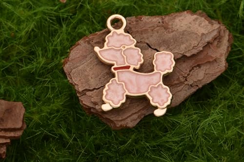 Image of VIDRIO Pack of 80 Poodle Dogs Enamel Charms Gold Plated Colored Pendants Accessories for Necklace Bracelet Jewelry Making DIY Crafting