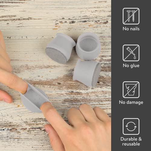 Aneaseit Chair Leg Floor Protectors - 1 1/2" X 16 Pcs Gray - Felt Bottom Silicone Pads For Hardwood Floors & Furniture Feet - Rubber Caps For Chairs - Medium #TOP1