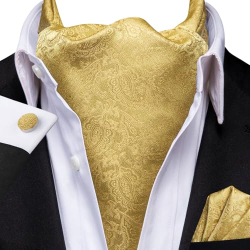 Image of Dubulle Paisley Floral Ascot for Men Self Tie Mens Cravat and Pocket Square Cufflinks Wedding