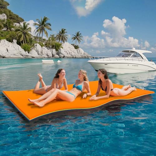 Stopsad Premium Floating Mat for Lakes, Pools and Ocean - Multiple Sizes Lily Pad Water Mat, Lake Floats for Adults and Kids for Unlimited Fun(6 * 4' Orange/Blue)