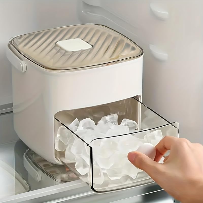 Eiswürfelschale, Presse Eiswürfelformen Doppelschicht 48 Gitter Eiswürfelform Leicht zu entnehmende Eiswürfelschalen Große Kapazität mit Deckel und Eislöffel, Unverzichtbare Küchengeräte