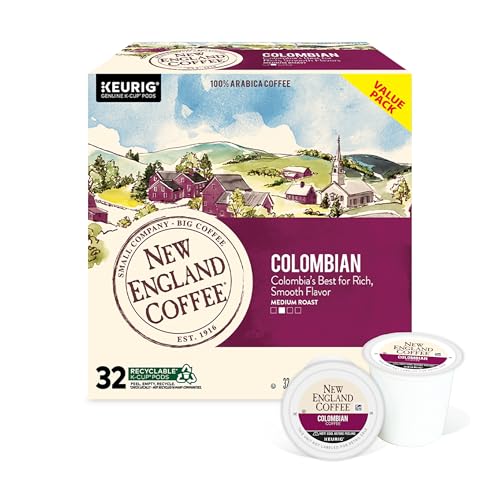 Image of New England Coffee Colombian Supremo Single Serve Pods 32 Count (Pack of 4)