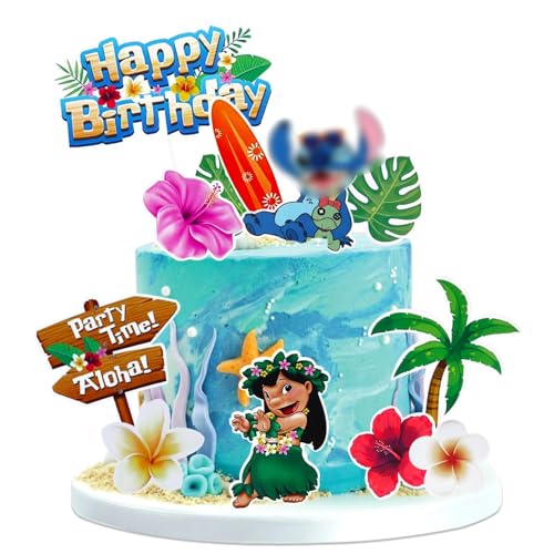 S-tich Cake Topper, Decoracion Tarta Infantil Cumpleaños, Cartoon Decoración Tarta, Cupcake Topper, Adornos para Tartas para Fiestas de Cumpleañosa Niños y Niñas