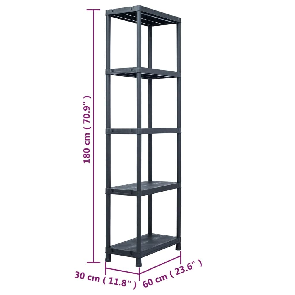 vidaXL Estantería de plástico 125 kg 60x30x180 cm Negro