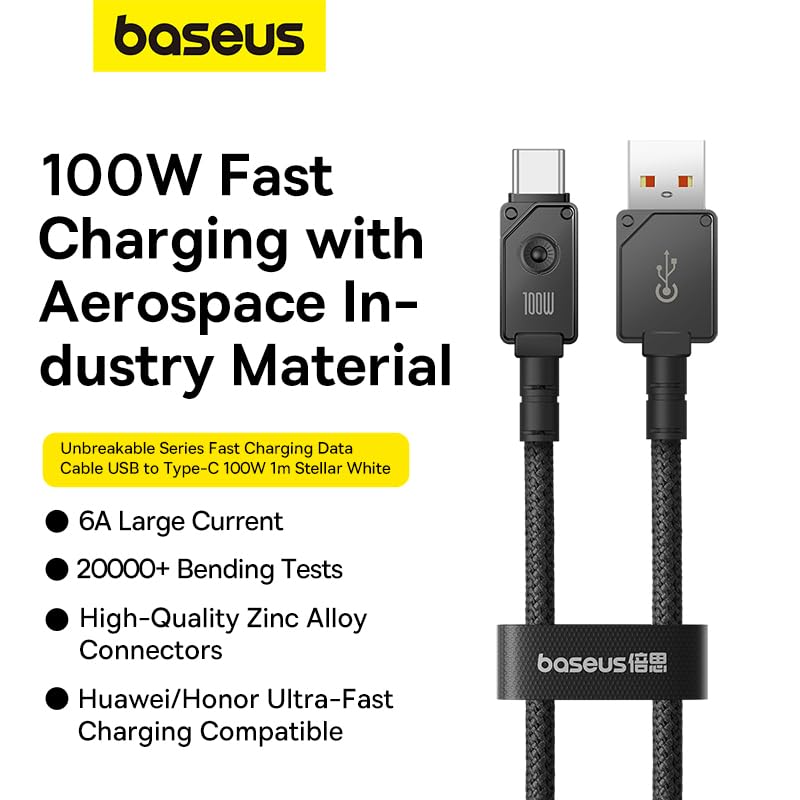 Image of Baseus Unbreakable Series Fast Charging Data Cable USB to Type-C 100W 2m Cluster Black