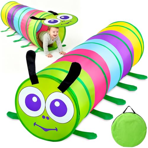 NXPZ Kinder Spieltunnel, Krabbeltunnel, Spielzelt für Kleinkinder von 1 bis 3 Jahren, Multifunktionaler Gartenspiel Tunnel, Leicht und Faltbar, Für Innen und Außen, Farbenreich