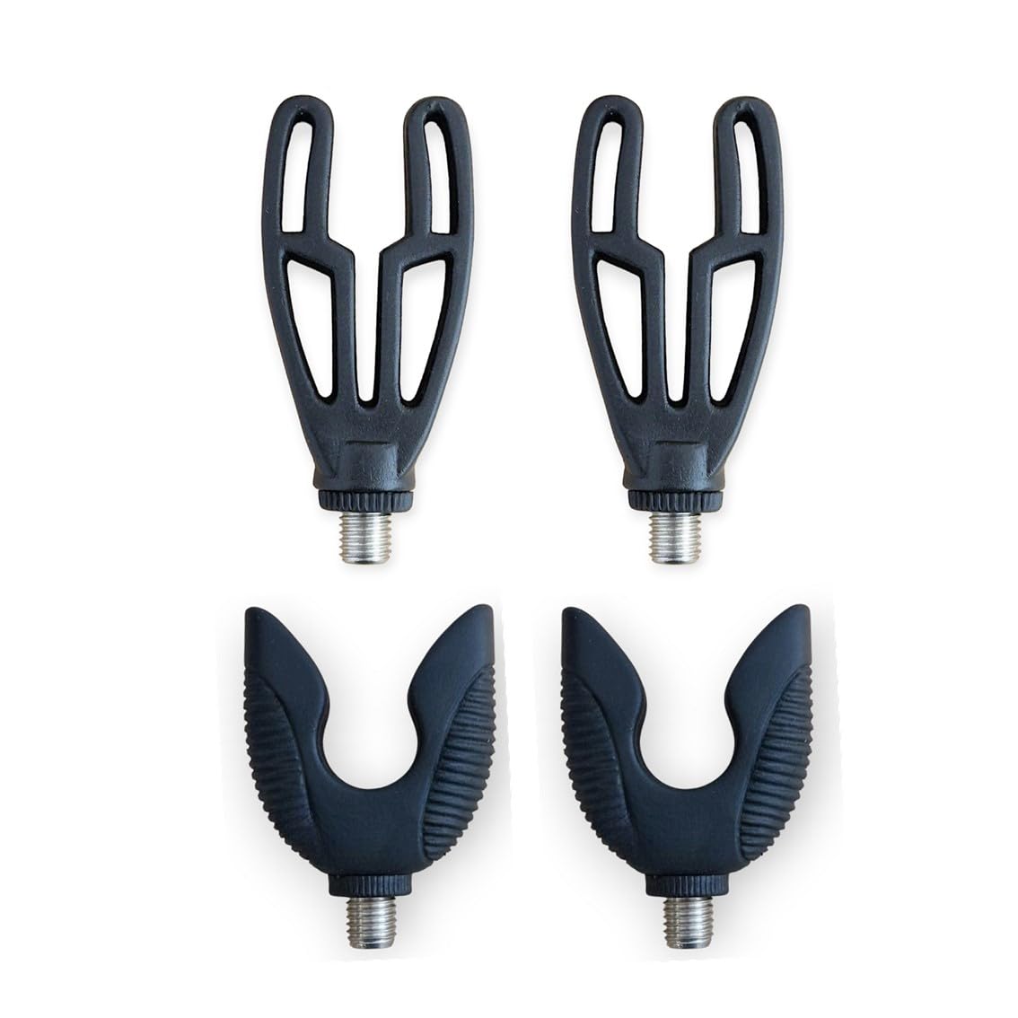 TJR Tackle 4pc Rod Rest heads Inline Front & 2 Rubber Flexible Heavy Duty Butt Rest