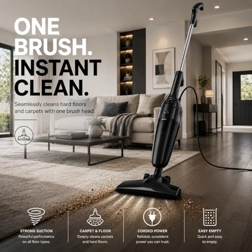 Image of FUNCCUBE Vacuum Cleaners for Home - Corded Stick Vacuum Cleaner, High Power Suction Vac for Pet Hair Carpet Hardwood Floor, Household Hand Lightweight Handheld Portable Car Vac, (Black)