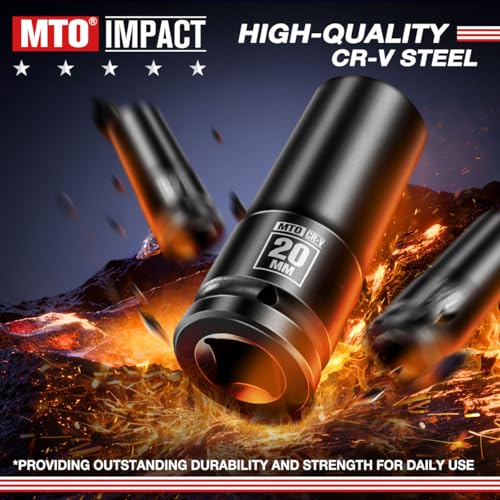 Image of MTO 1 /2 inch Drive 20mm Deep Impact Socket, 6-Point Metric Socket for Automotive Maintaince, CR-V Steel Meets ANSI Standards