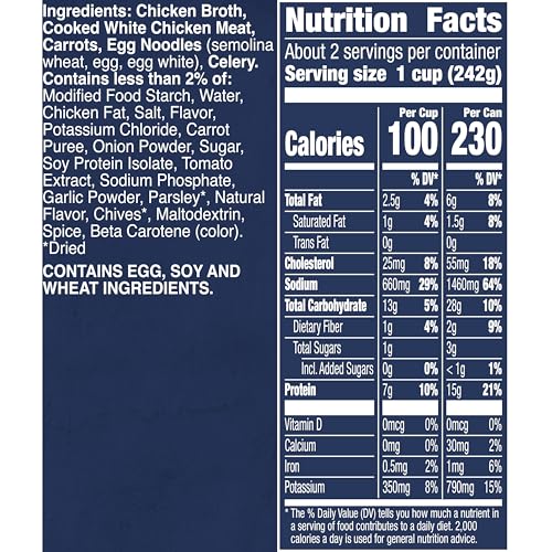 Image of Progresso Traditional Chicken Noodle Canned Soup, 19 oz | White meat chicken, egg noodles & savory vegetables in flavorful broth, 100 calories per serving, No artificial flavors