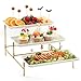 Lifewit Vassoio Da Portata 3 Piatti, Vassoio Plastica Rettangolo 36×17cm, Alzate Per Buffet Dolci, Portafrutta Da Tavolo, Cucina Decorativo, Vassoi E Piatti Con Ripiani, Rastrelliera In Metallo Nero