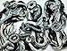 Handmade Infinity Yarn Multi Strand Cowl Rope Scarf with Button accent, Blacks, Grays and Cream Colors -LRW DESIGNS