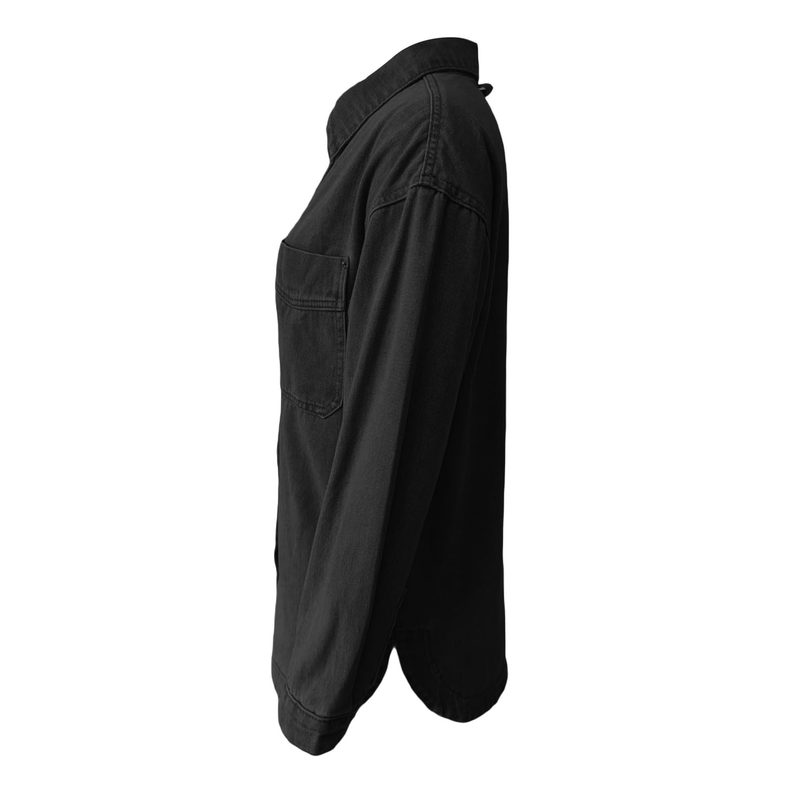 Genérico Cazadora Vaquera Mujer Larga,Chaqueta Vaquera Reversible Con Cuello Con Muescas Y Abrigo De Mezclilla SintéTica Para Mujer