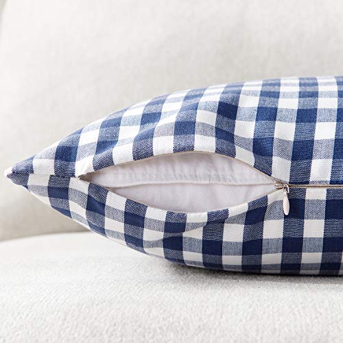 Foindtower Pack Of 2 Farmhouse Decorative Gingham Throw Pillow Covers Classic Checkered Plaid Cushion Cover Rustic Modern Retro Decor For Couch Bedding Chair 18 X 18 Inch Navy And White #TOP3
