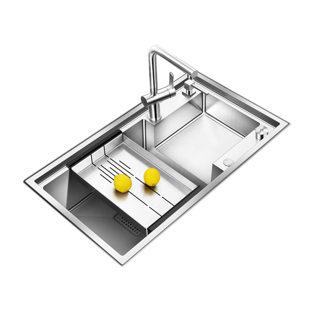 ADKINC Single Bowl Kitchen Sink, High Capacity Stainless Steel Sink, Anti-Condensation Sink for Kitchen & Restaurant, Top Mount (80 x 45 x 22cm)