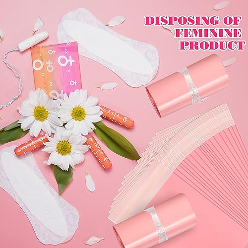 Fulmoon 300Pcs Sanitary Napkin Disposal Bags Feminine Hygiene Disposal Bags Tampon Disposal Bags Self Sealing Seals Women Sanitary Disposal Bags for Disposal Sanitary Napkins Tampons Pads (Light Pink)