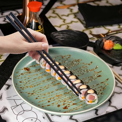 2 Pairs Chopsticks Set Fibreglass Washable Black Sushi Sticks Non-Slip Chopsticks Black 24 cm Alloy Chopsticks Reusable - Image 4