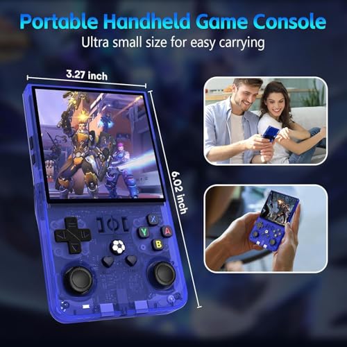 Image of R36MAX Retro Game Console, 4.0 inch Retro Gaming Console with 128GB Memory, Video Game Consoles with 4000mAh Battery and 30+ Emulators, Blue