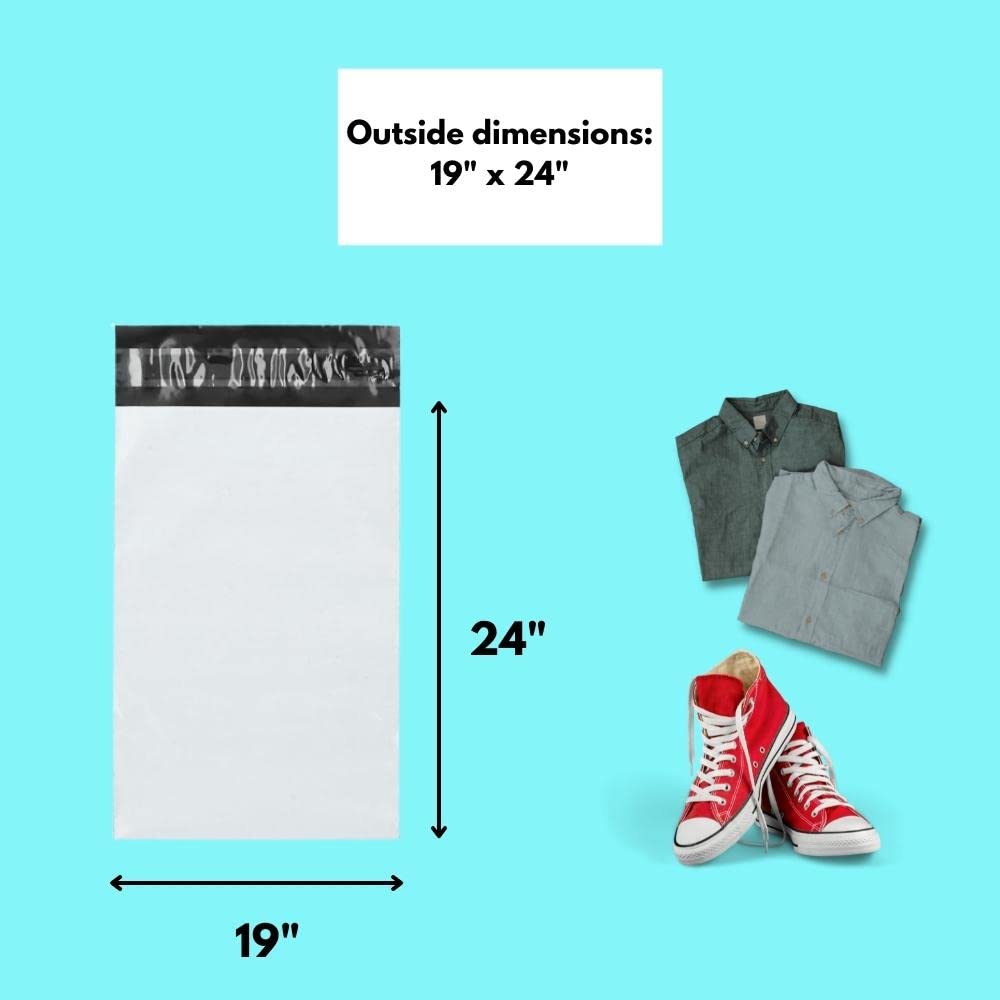 PSBM Poly Mailers, 19x24 Inch, 100 Pack, 2 Mil Thick, Shipping Envelope Mailers, White/Grey, Self Seal and Peel Strip