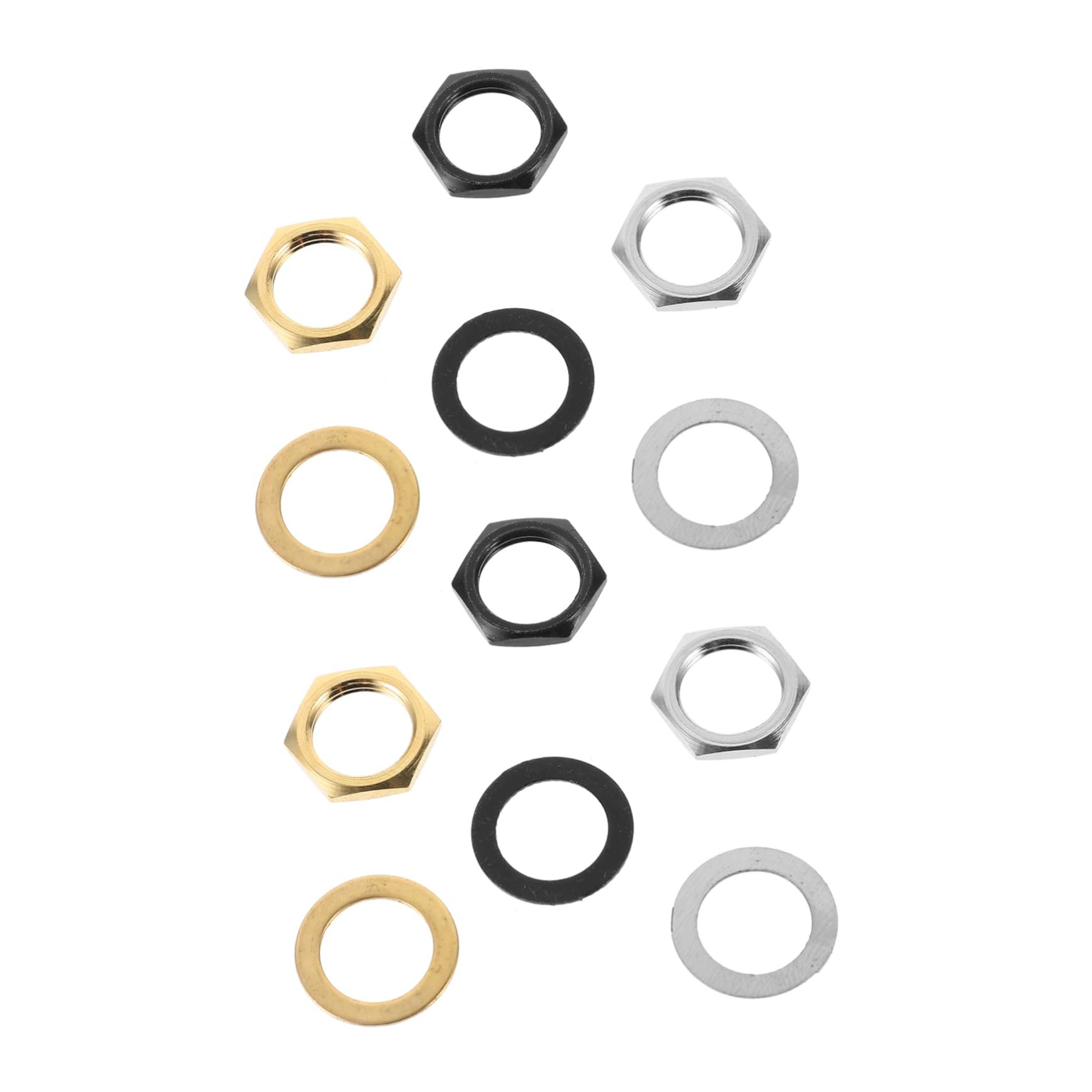 TOGEVAL 3/8 Inch Guitar Jack Nut Spacer Electric Guitar Socket Nuts Metal Gaskets for Guitar Guitar Accessory Kit