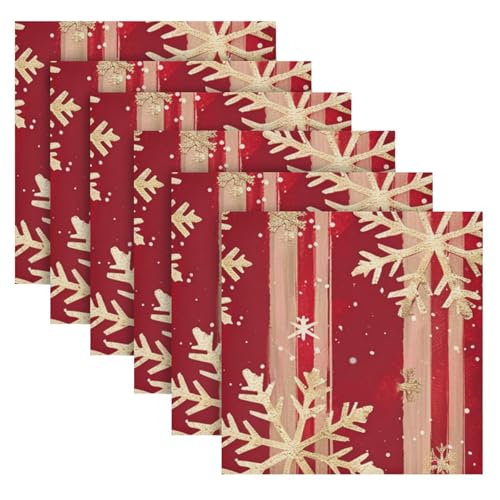 Servilletas de tela con diseño de copo de nieve, pack de 6 miniatura 2
